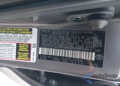 2021 Toyota Camry Xse z USA, uszkodzony, nr VIN 4T1K61AK3MU554270